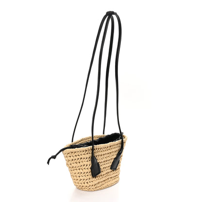Bottega Veneta Raffia Calfskin Small Arco Basket Black 3 of 10