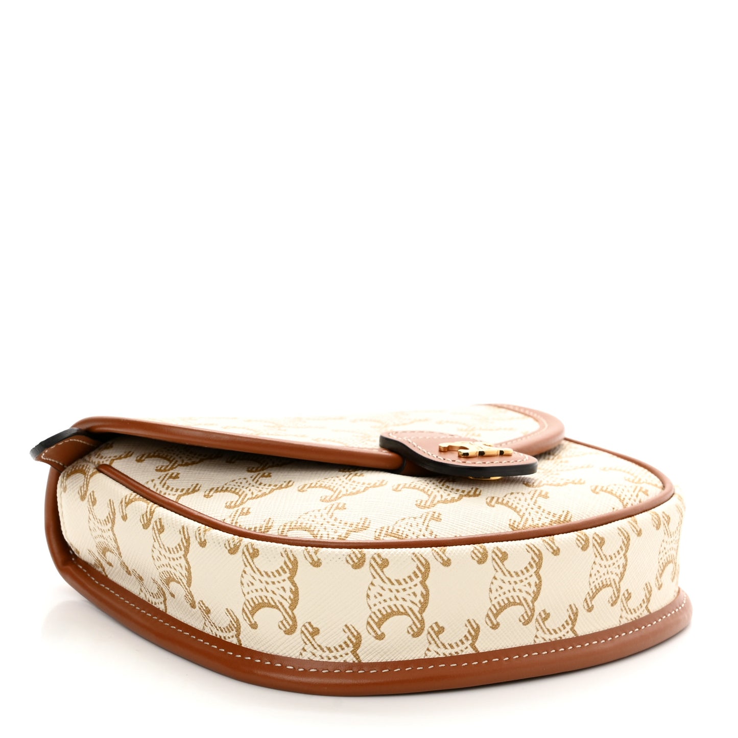 Triomphe Canvas Calfskin Mini Besace Bag White