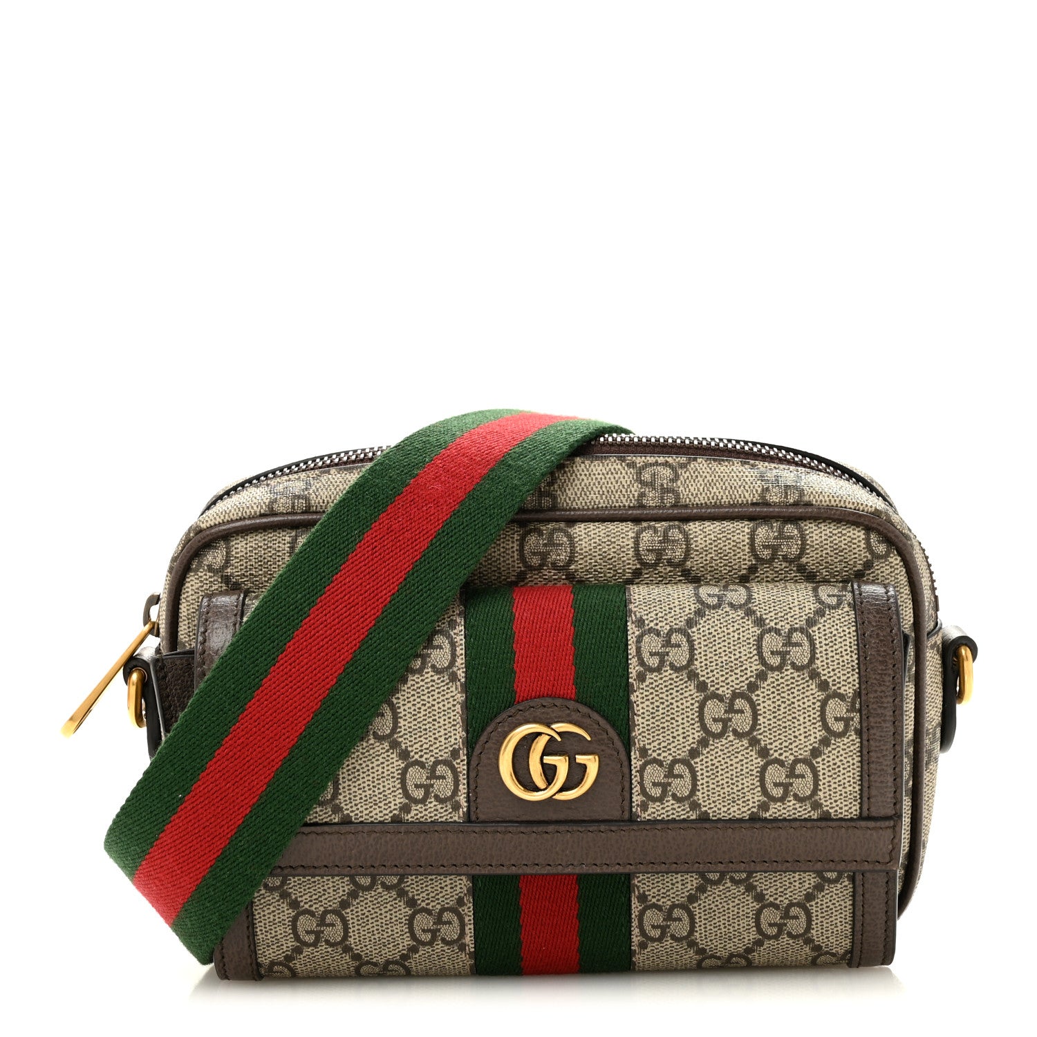 Gucci GG Supreme Monogram Web Mini Ophidia Bag Beige Ebony 1 of 12