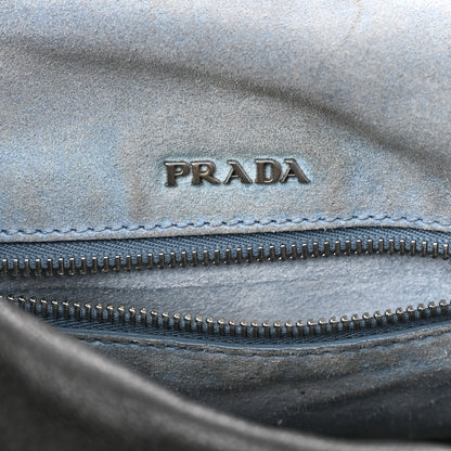 Prada Glace Calfskin Studded Etiquette Flap Black 6 of 11