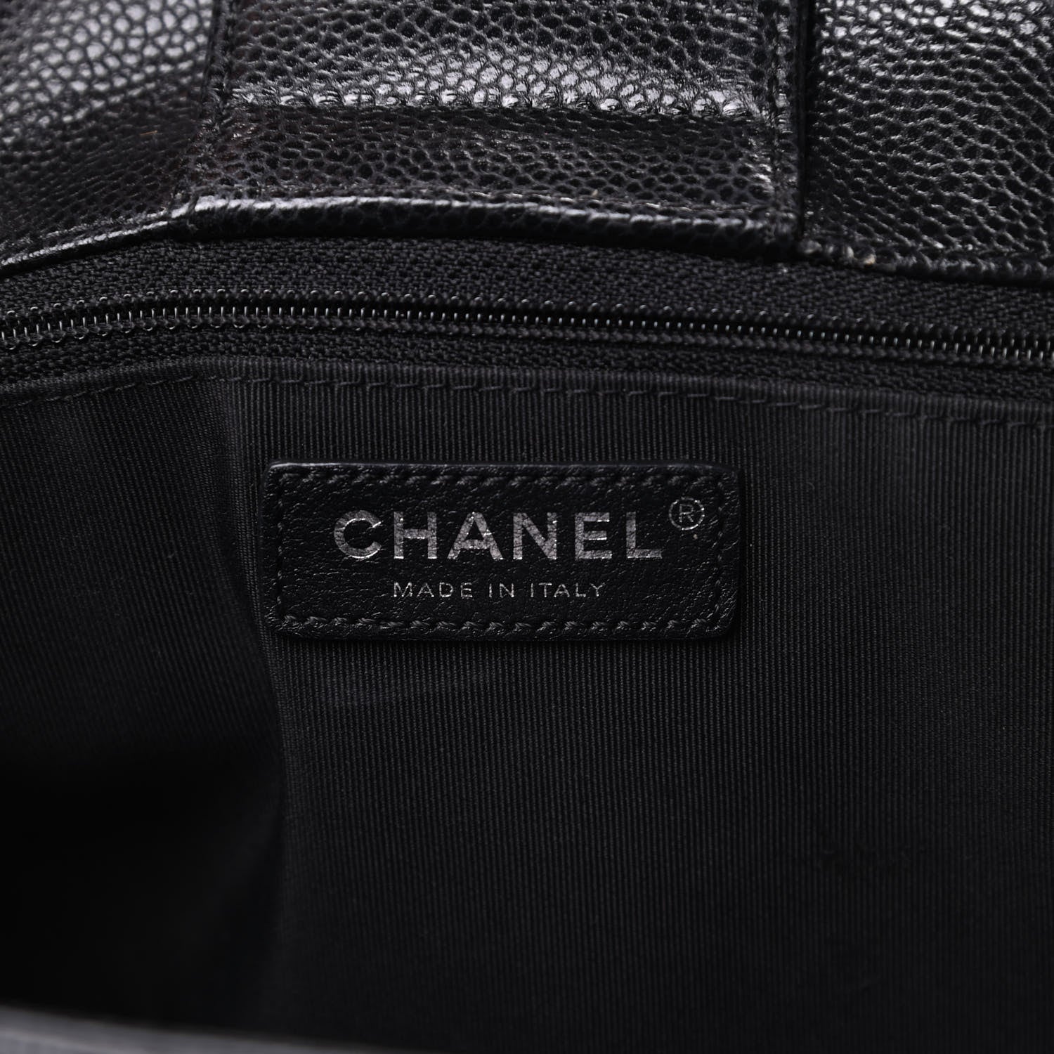Chanel Caviar Chevron Quilted Large Shopping Tote Black 6 of 14