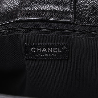 Chanel Caviar Chevron Quilted Large Shopping Tote Black 6 of 14