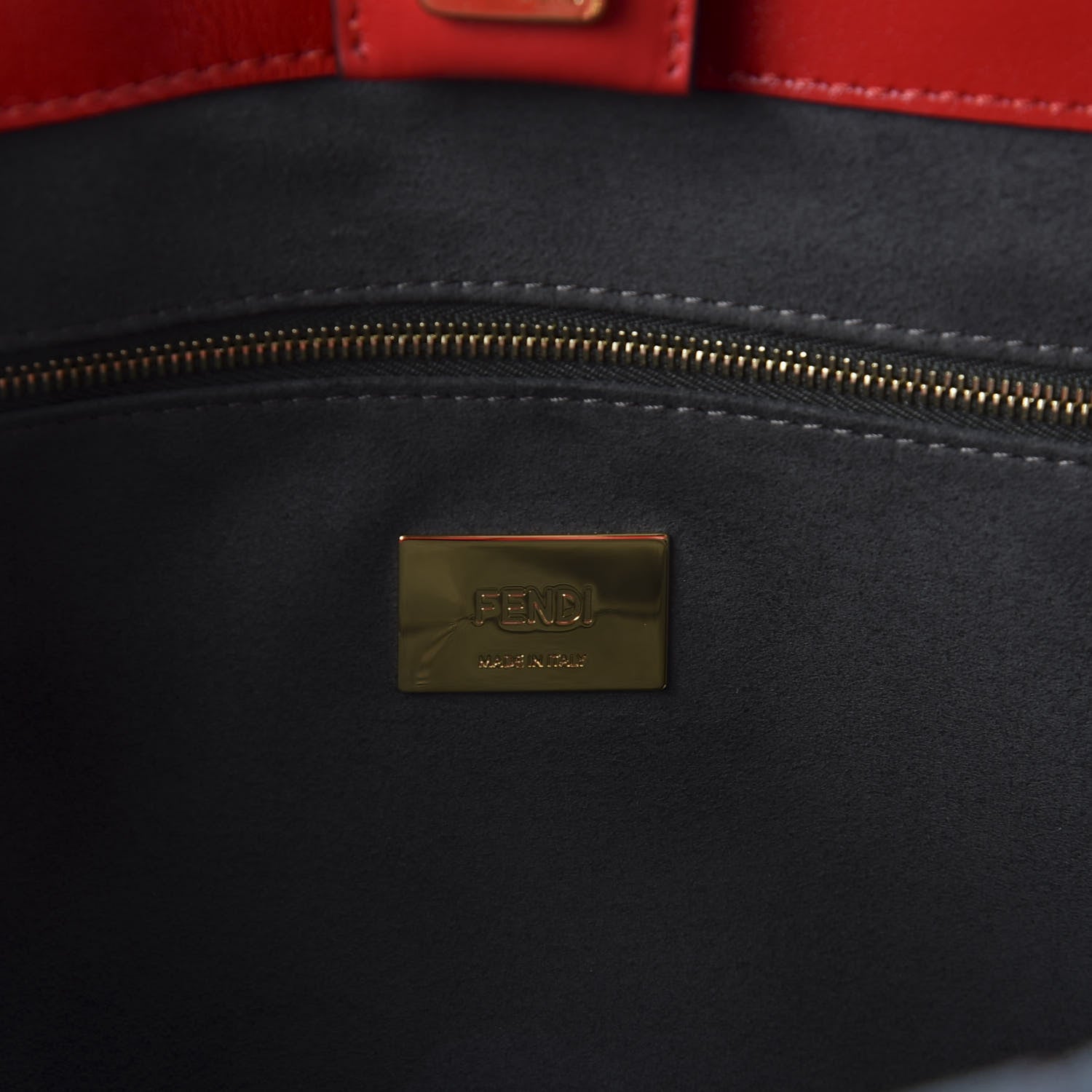 Fendi Vitello Glacier Medium FF Tote Rosso Cardinale 8 of 9