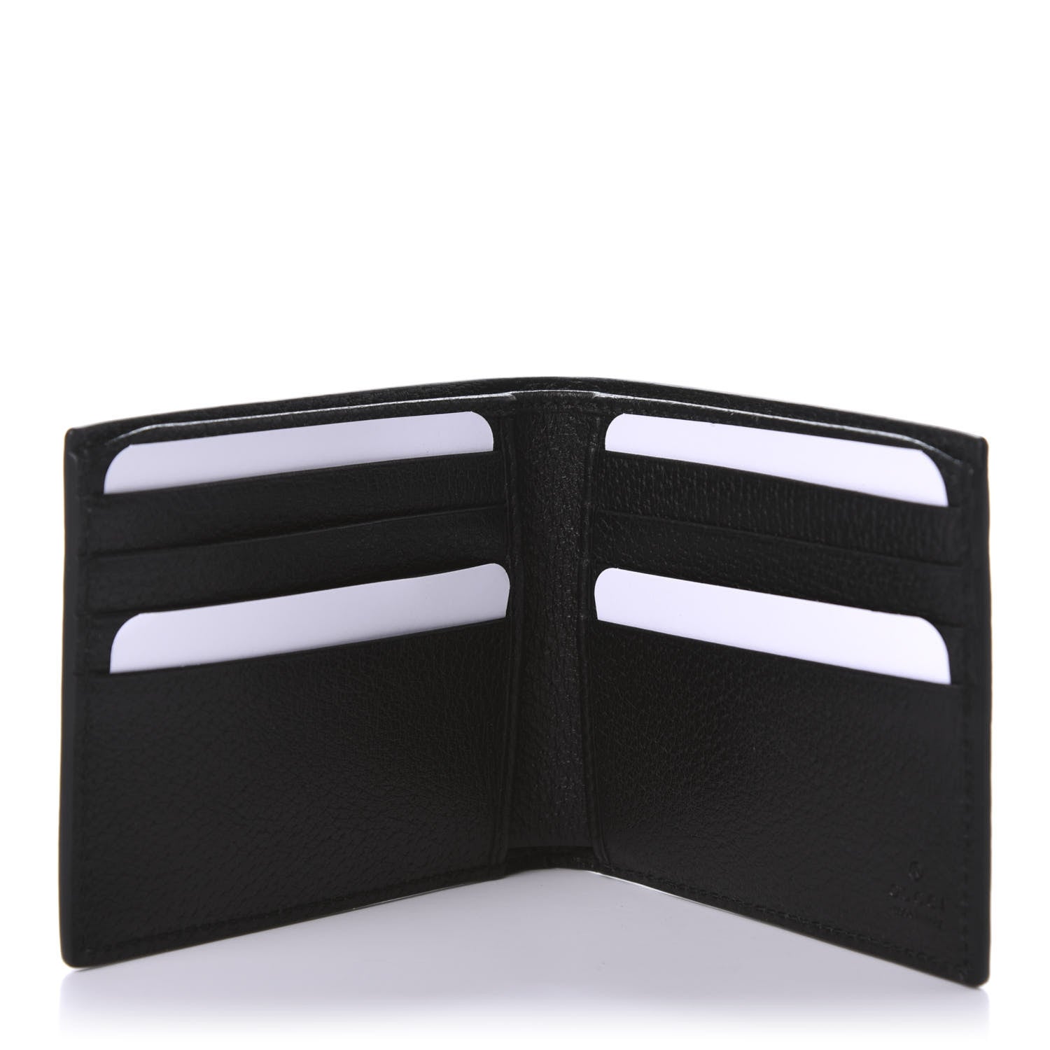 Gucci Textured Dollar Calfskin Nylon Gucci Stripe New Web Bi-Fold Wallet Black Ecru Verde Rosso 5 of 7