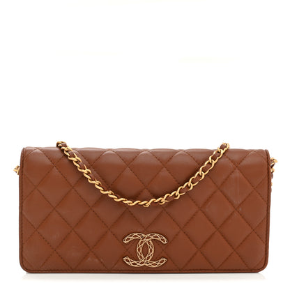 Chanel Lambskin Quilted Clutch With Chain Brown 1 of 12