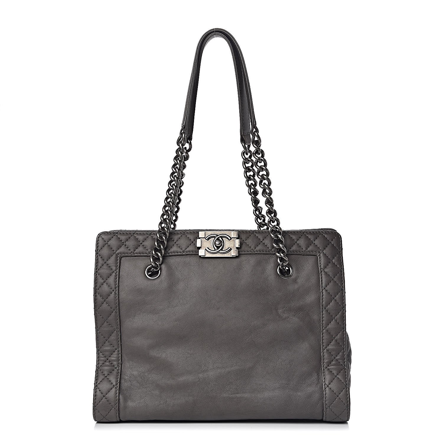 Chanel Calfskin Boy Reverso Shopping Tote Grey 1 of 11