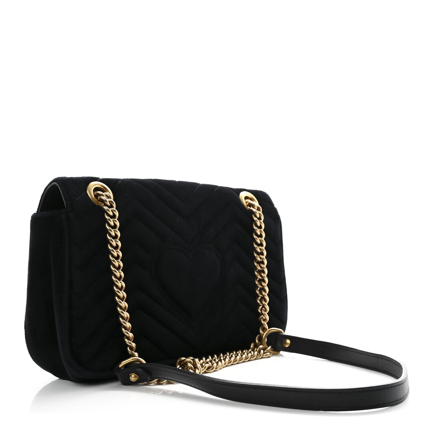 Velvet Matelasse Marquise Crystals Embroidered Small GG Marmont Shoulder Bag Black