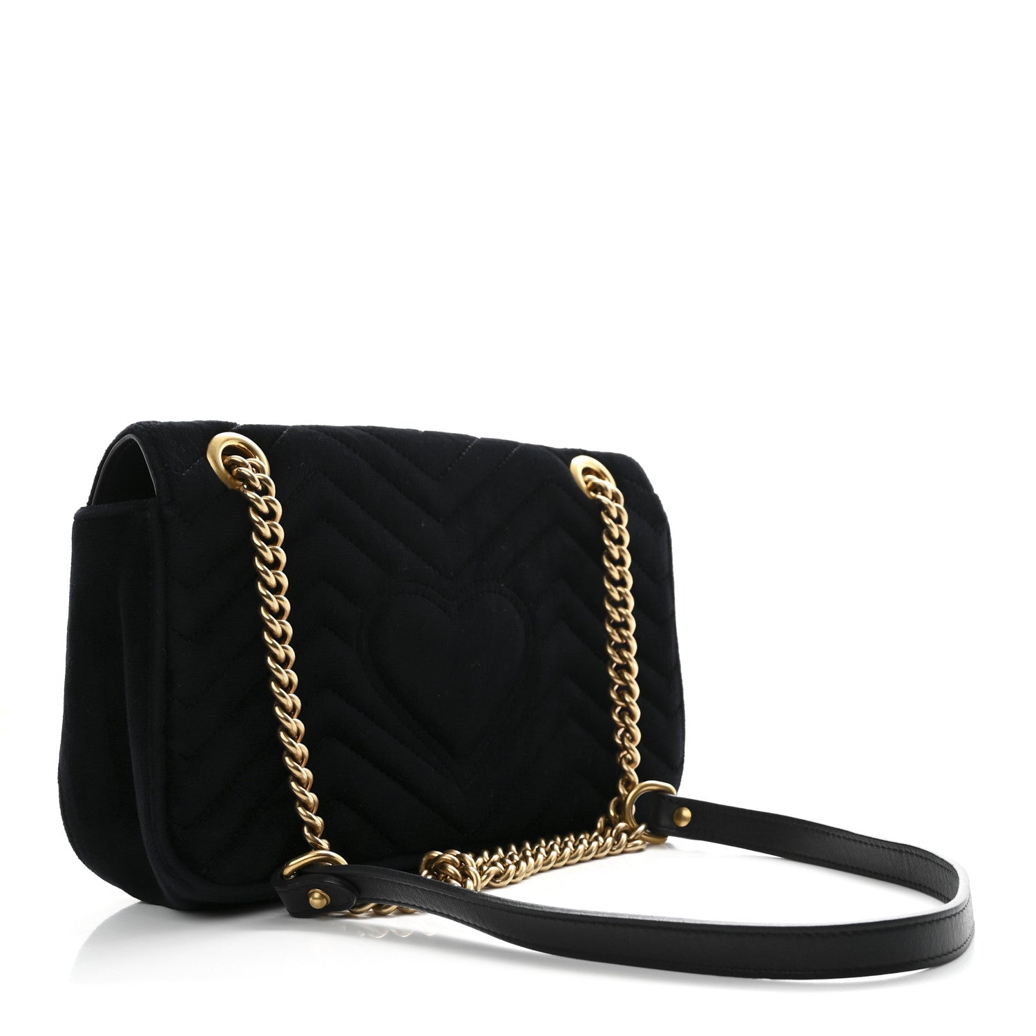 Gucci Velvet Matelasse Marquise Crystals Embroidered Small GG Marmont Shoulder Bag Black 3 of 10