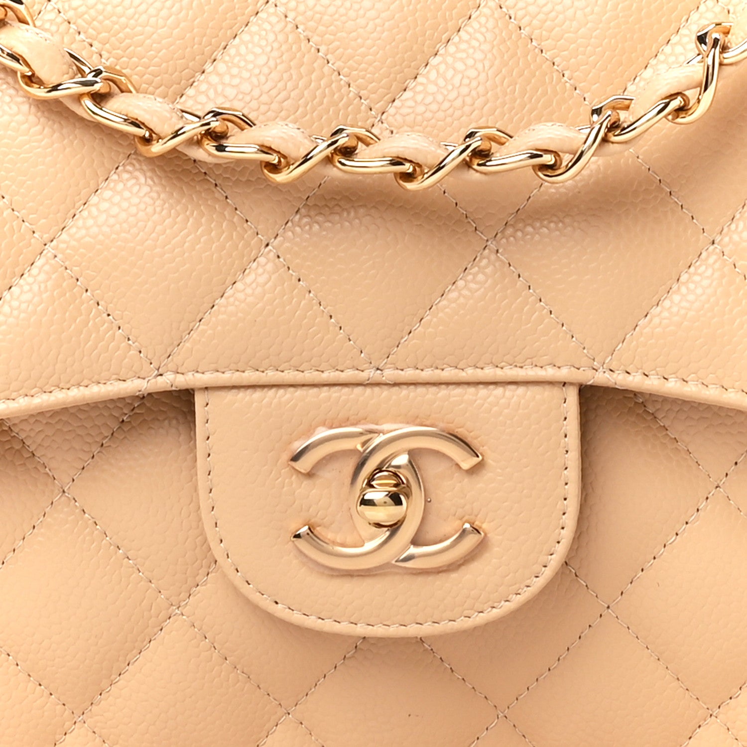 Chanel Caviar Quilted Jumbo Double Flap Light Beige 9 of 12