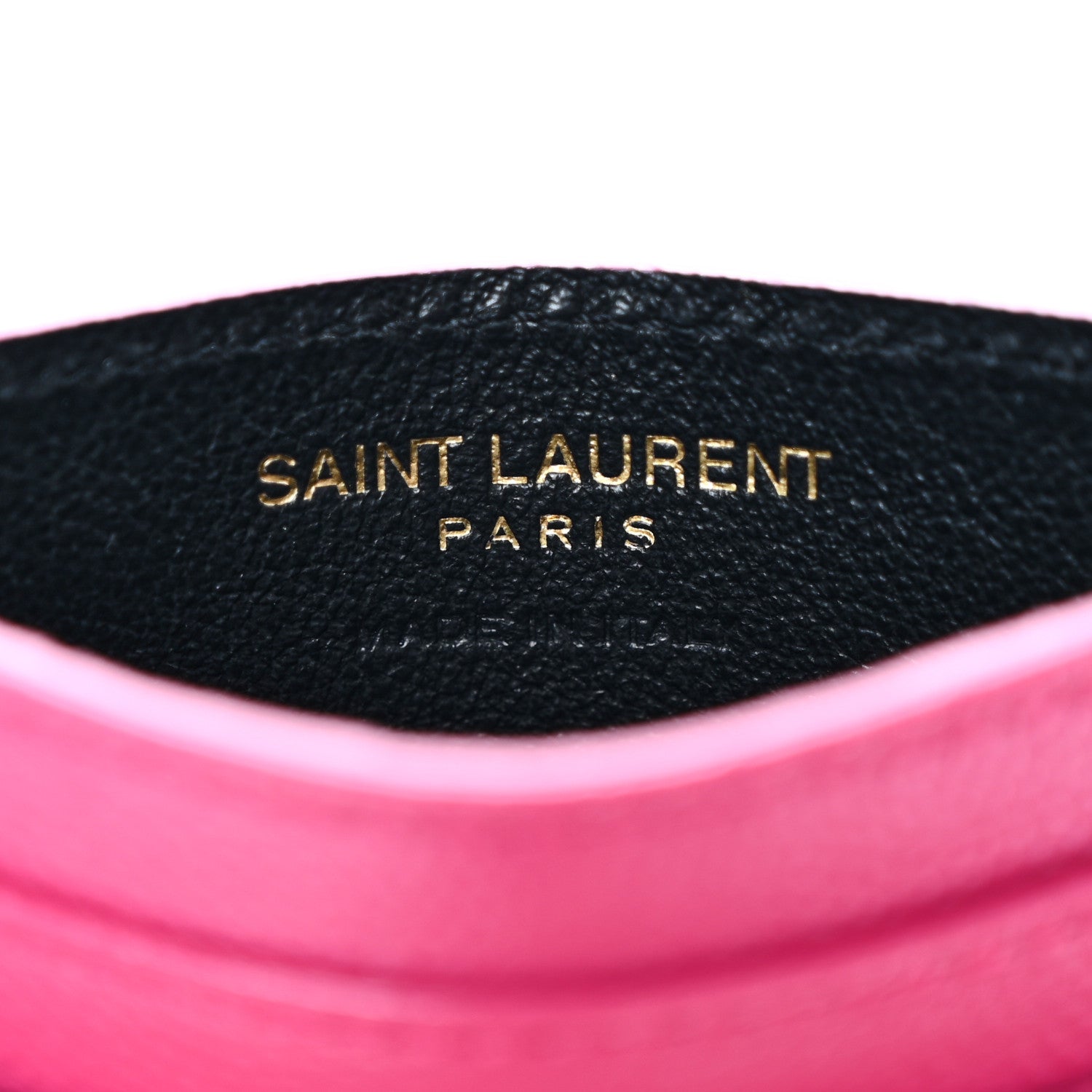 Saint Laurent Grain De Poudre Matelasse Chevron Monogram Credit Card Case Fresh Fuxia 6 of 10