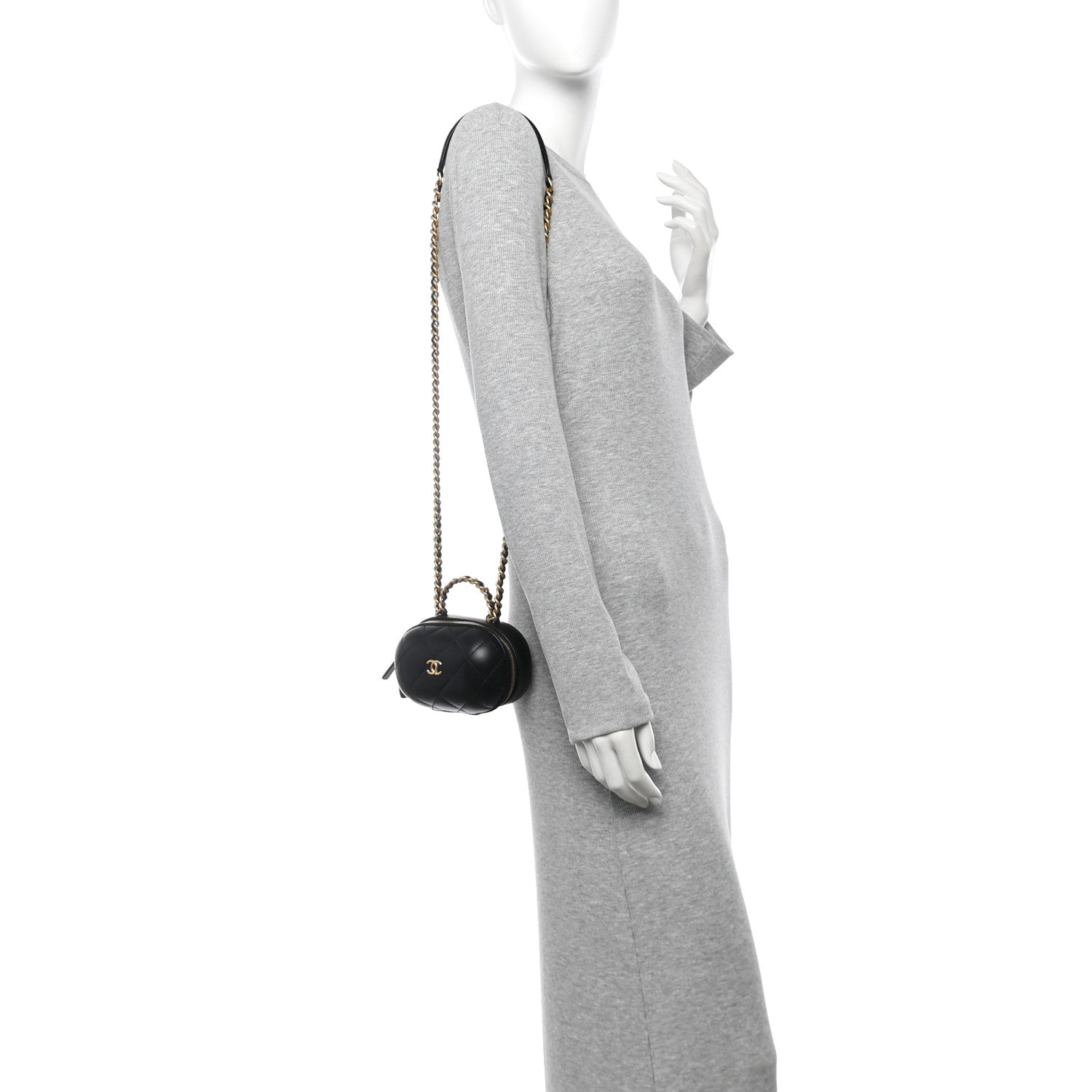 Chanel Lambskin Quilted CC Bubble Vanity Case With Chain Black 2 of 10
