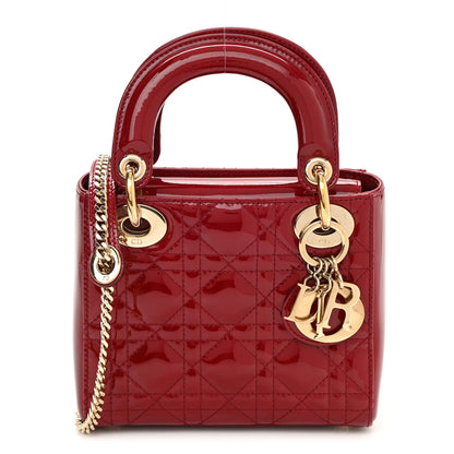Christian Dior Patent Cannage Mini Lady Dior Red 1 of 8