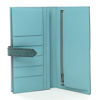 Hermes Tadelakt Lizard Bearn Gusset Wallet Bleu Atoll Bleu Petrole 5 of 8