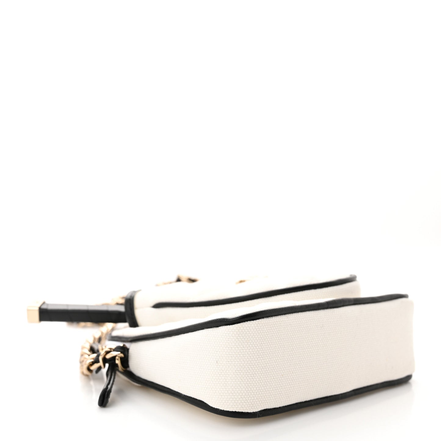 Canvas Calfskin Tennis Racket Mini Bag White Black