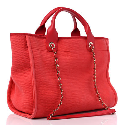 Chanel Mixed Fibers Small Deauville Tote Red 3 of 15