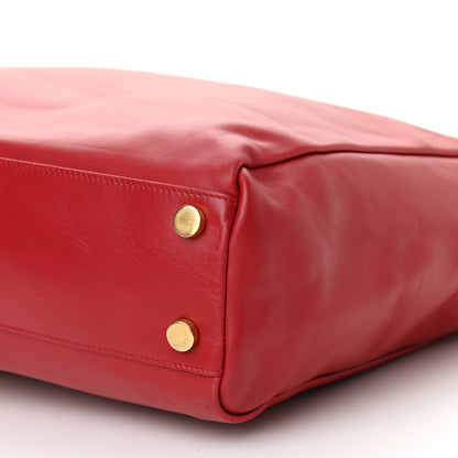 Saint Laurent Calfskin Suede North South Reversible Shopping Tote Red 9 of 10