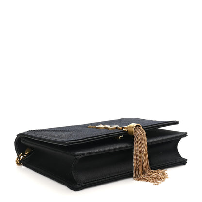 Saint Laurent Satin Woven Monogram Kate Tassel Chain Wallet Black 4 of 9