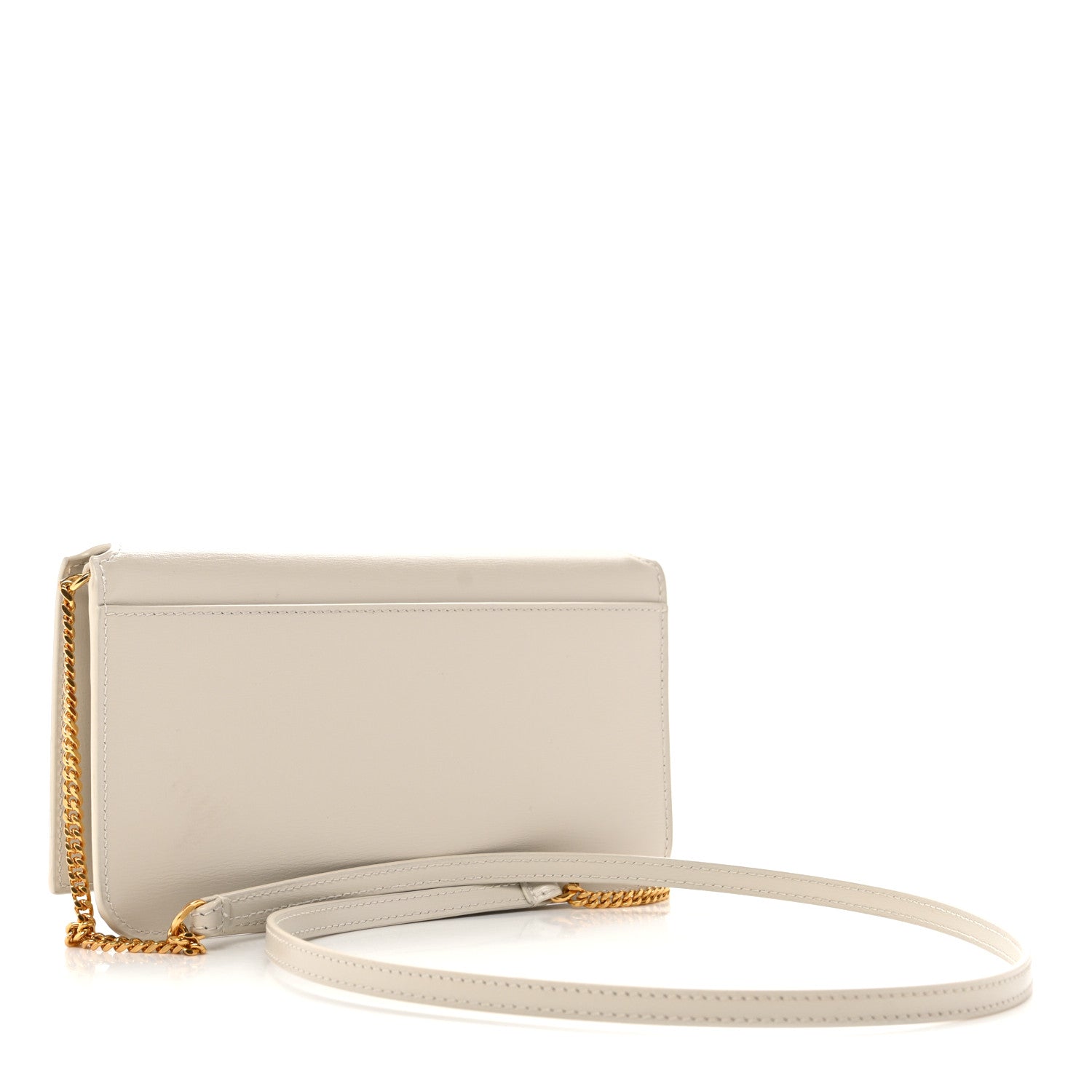 Saint Laurent Smooth Calfskin Monogram Phone Holder Crossbody Crema Soft 3 of 14