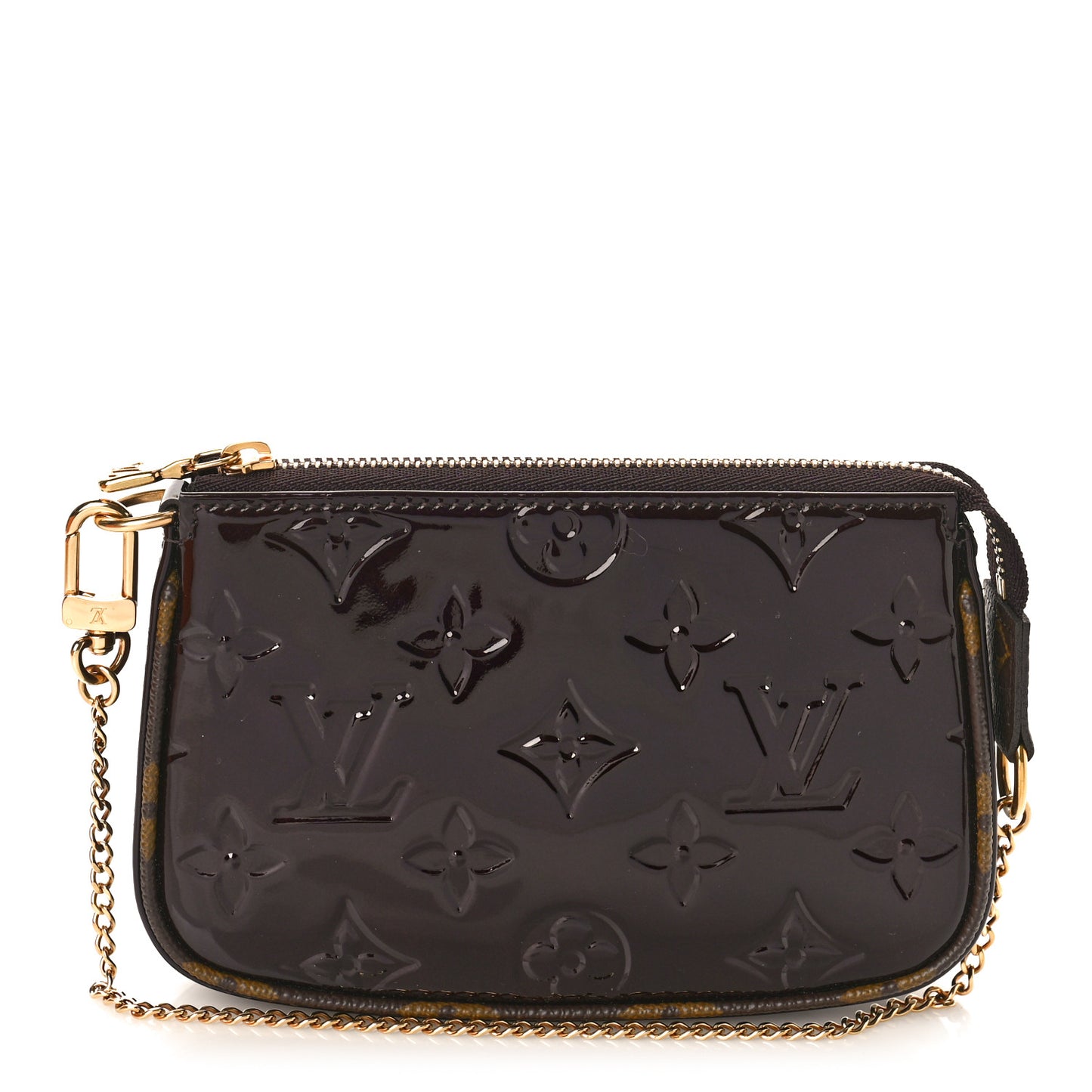 LOUIS VUITTON Vernis Monogram Mini Pochette Accessories Amarante