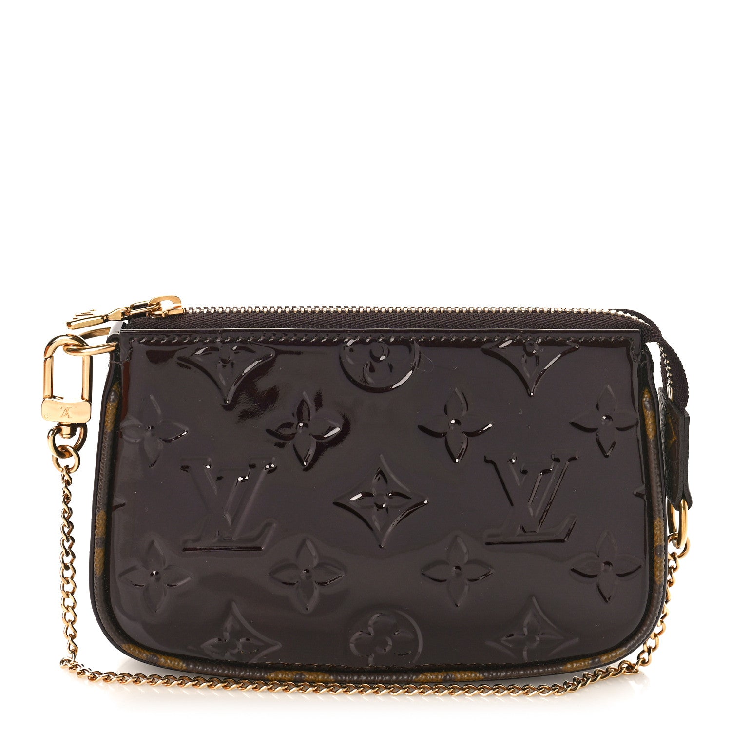 Louis Vuitton LOUIS VUITTON Vernis Monogram Mini Pochette Accessories Amarante 1 of 9
