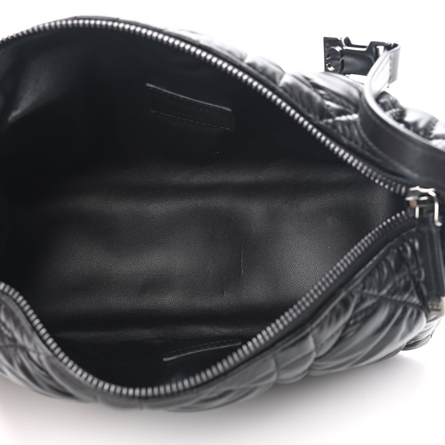 Calfskin Macrocannage Medium Diortravel Nomad Pouch Black