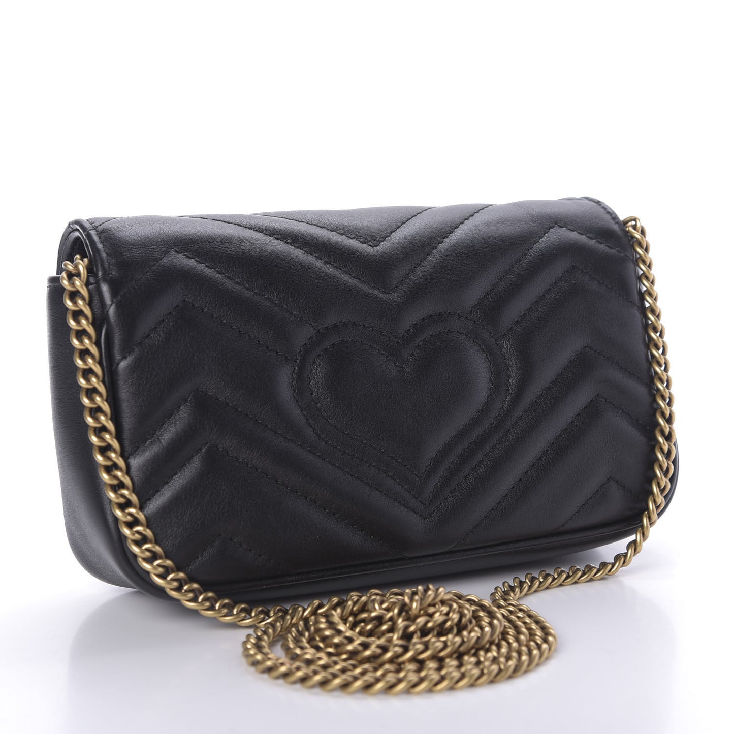 Calfskin Matelasse Super Mini GG Marmont Shoulder Bag Black