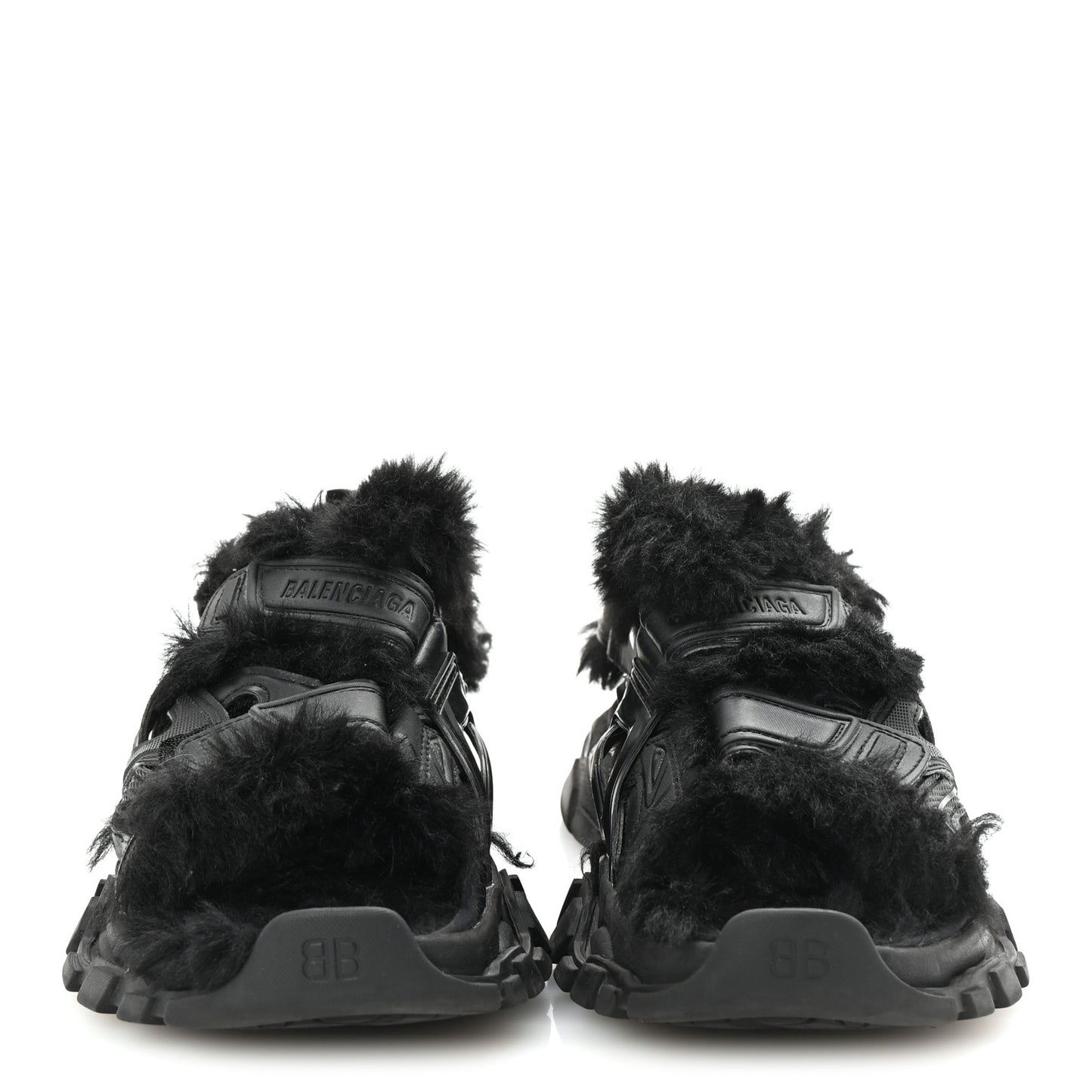 Faux Fur Rubber Mesh Womens Track Sandals 40 Black