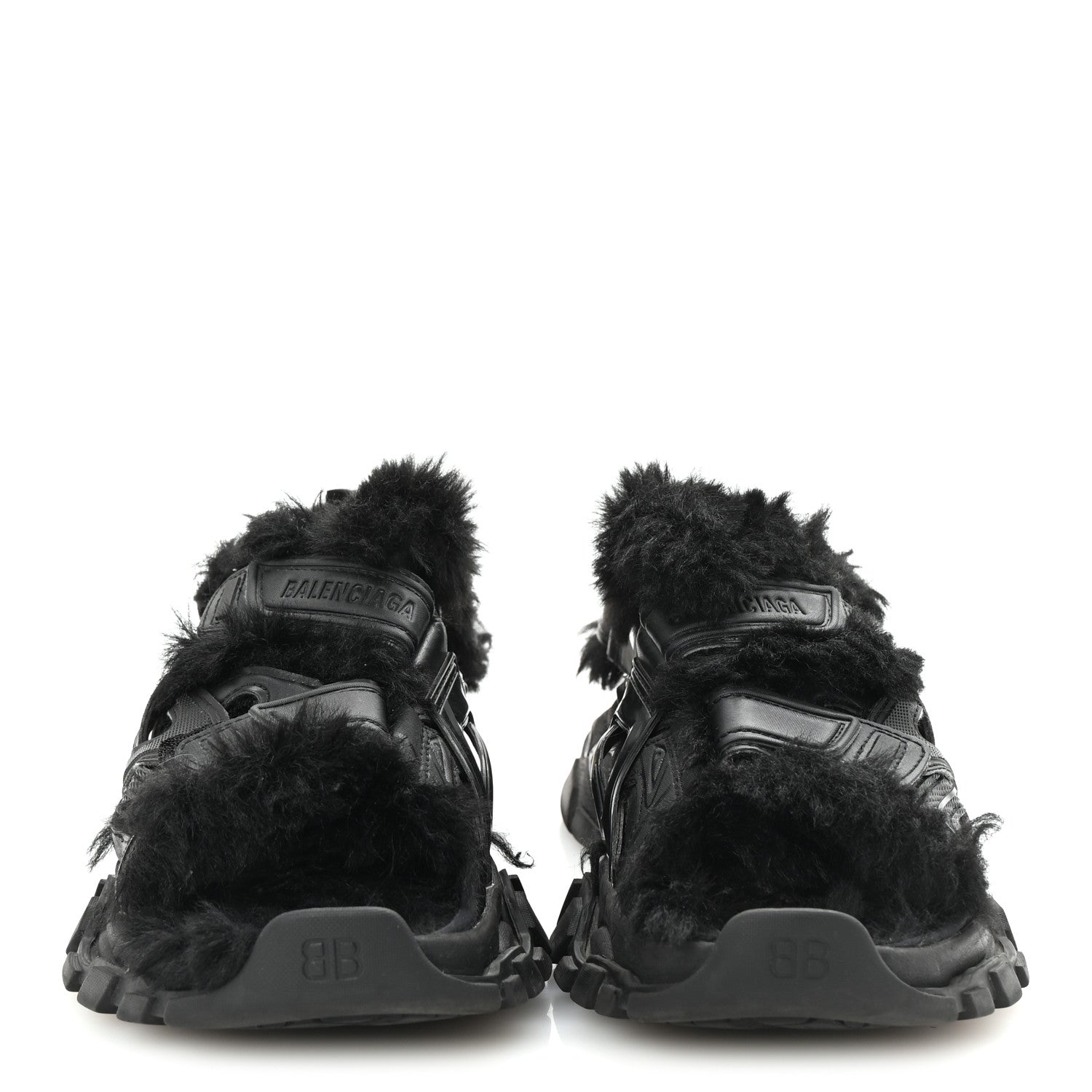 Balenciaga Faux Fur Rubber Mesh Womens Track Sandals 40 Black 3 of 9