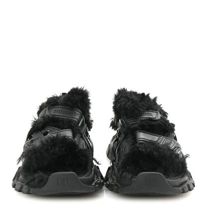 Balenciaga Faux Fur Rubber Mesh Womens Track Sandals 40 Black 3 of 9