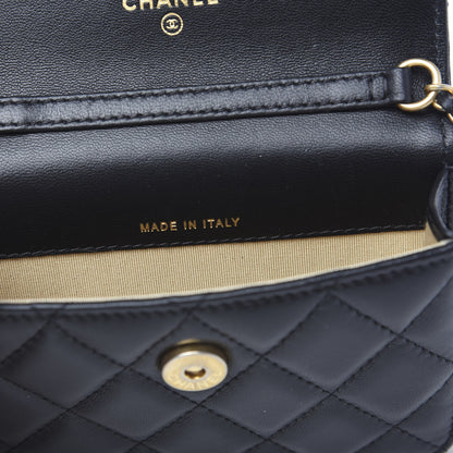 Chanel Lambskin Quilted Pearl Crush Clutch With Chain Black 5 of 8