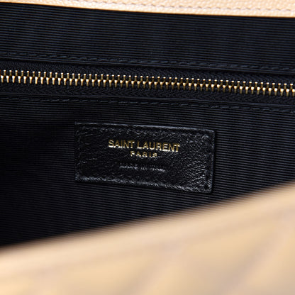 Saint Laurent Grain De Poudre Mixed Matelasse Large Triquilt Monogram Satchel Nude Powder 5 of 9