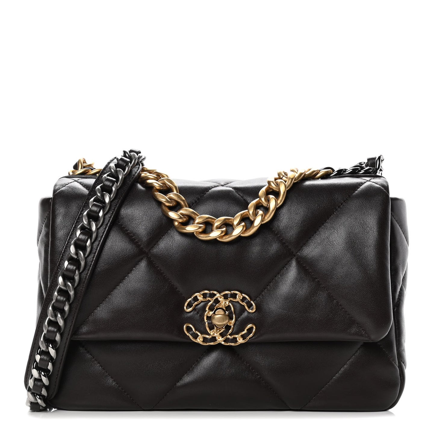 Lambskin Quilted Medium Chanel 19 Flap Dark Brown