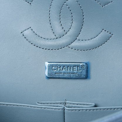Chanel Felt Flower Embroidered Medium Double Flap Blue Multicolor 6 of 13