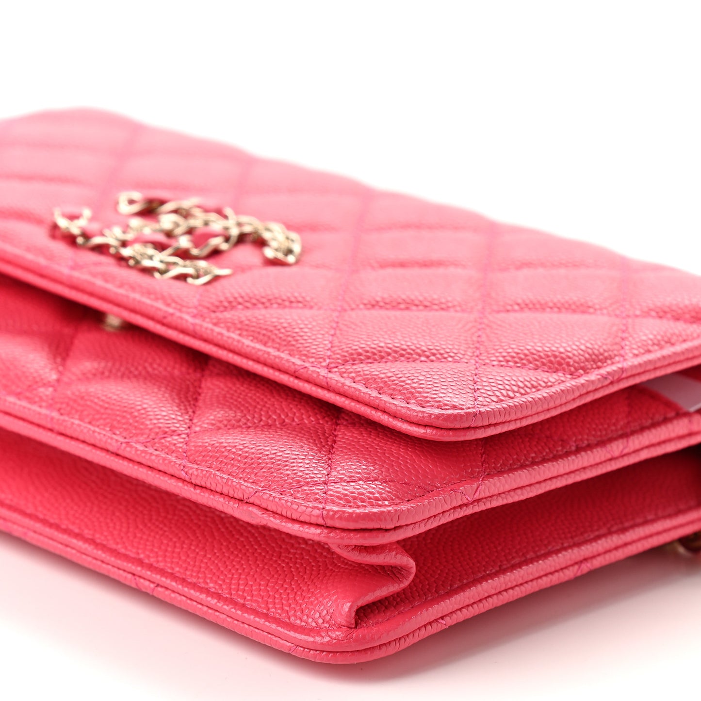 Caviar Quilted French New Wave Chain CC Wallet On Chain WOC Pink