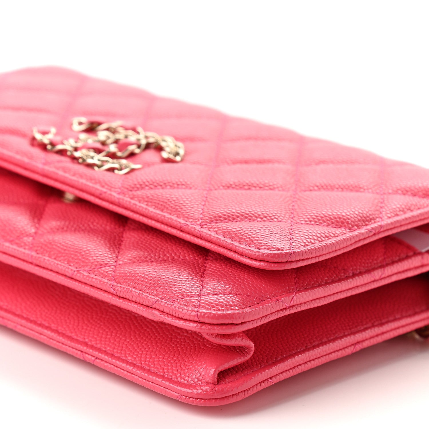 Chanel Caviar Quilted French New Wave Chain CC Wallet On Chain WOC Pink 9 of 10