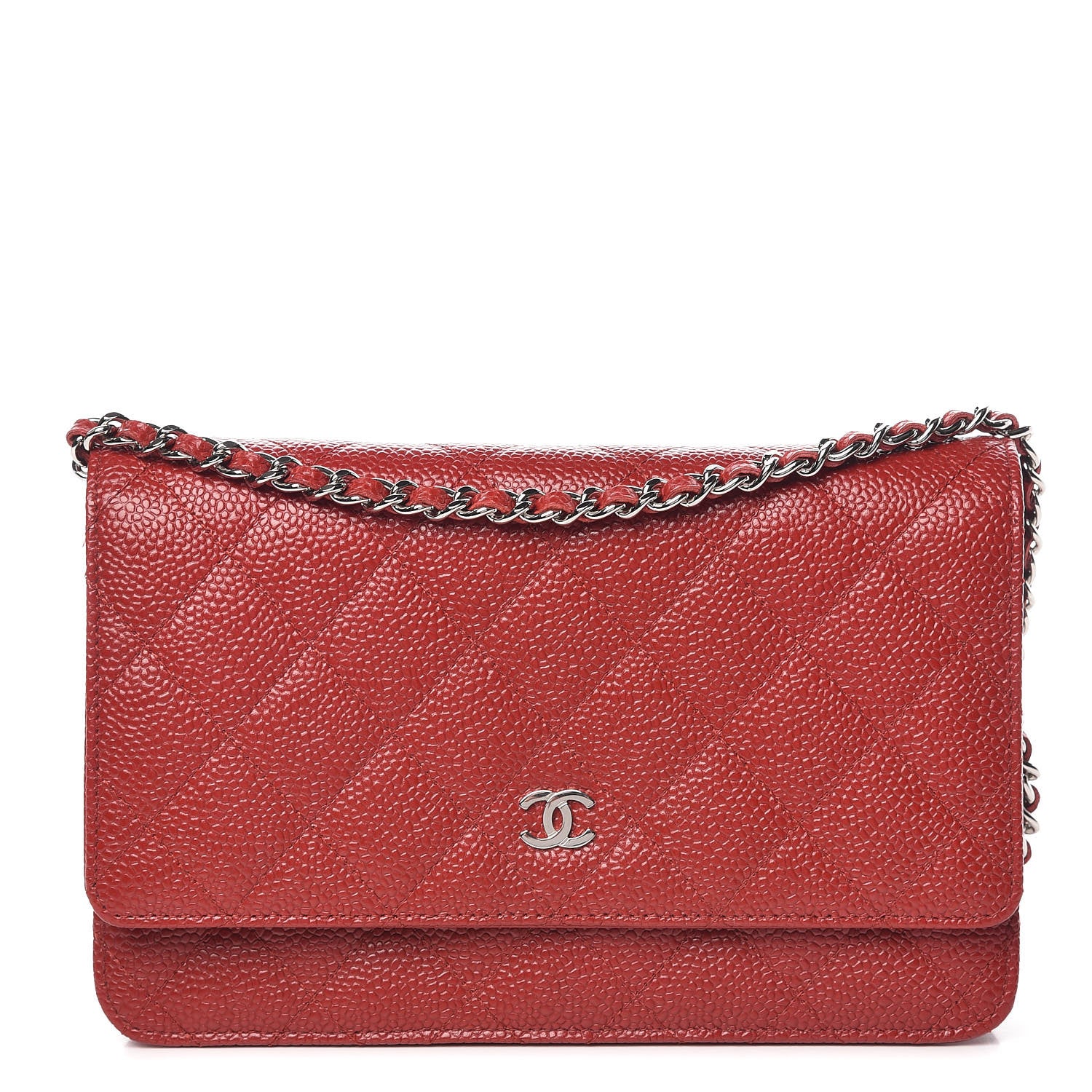 Chanel Caviar Quilted Wallet on Chain WOC Red 1 of 12