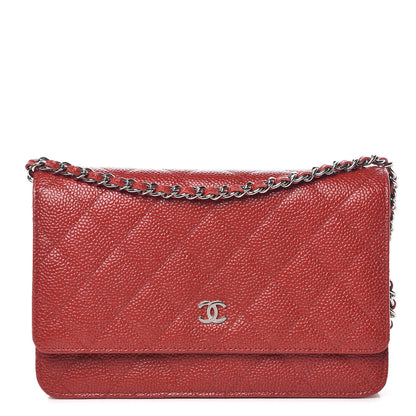 Chanel Caviar Quilted Wallet on Chain WOC Red 1 of 12