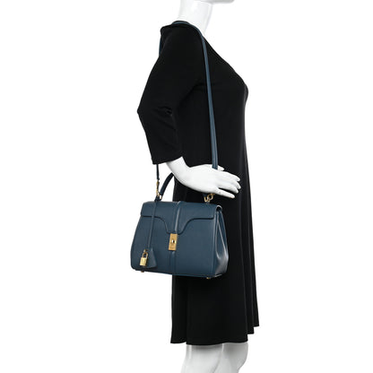 Celine Grained Calfskin Small 16 Top Handle Bag Petrol 2 of 14