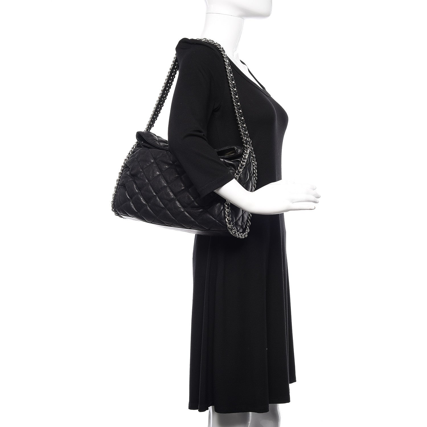 Chanel Washed Lambskin Chain Around Hobo Black 2 of 10