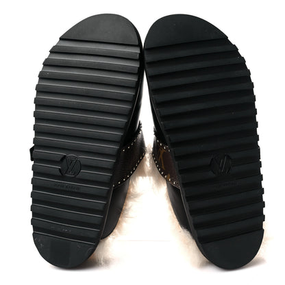 Louis Vuitton Calfskin Monogram Lambswool Winterbreak Comfort Clogs 38 Black 5 of 5