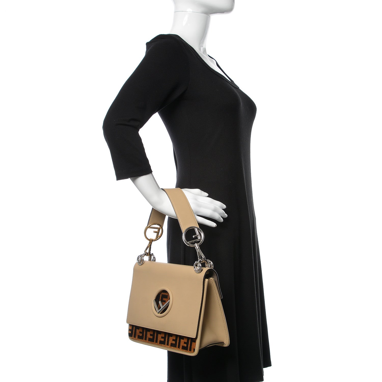 Fendi Vitello Century Velvet F is Fendi FF Kan I Shoulder Bag Tobacco Amido 3 of 16