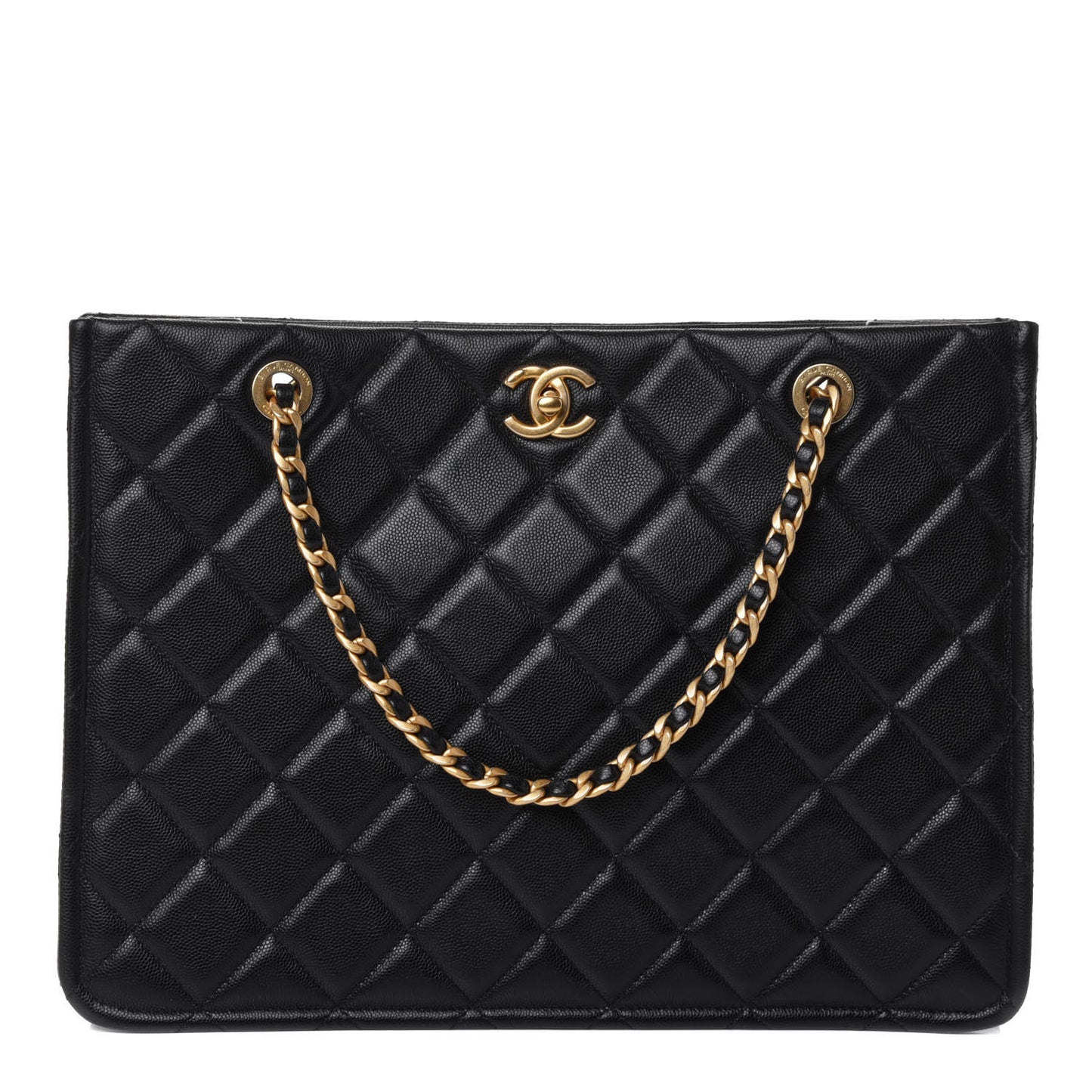 Caviar Quilted Sweet Classic Shopping Tote Black