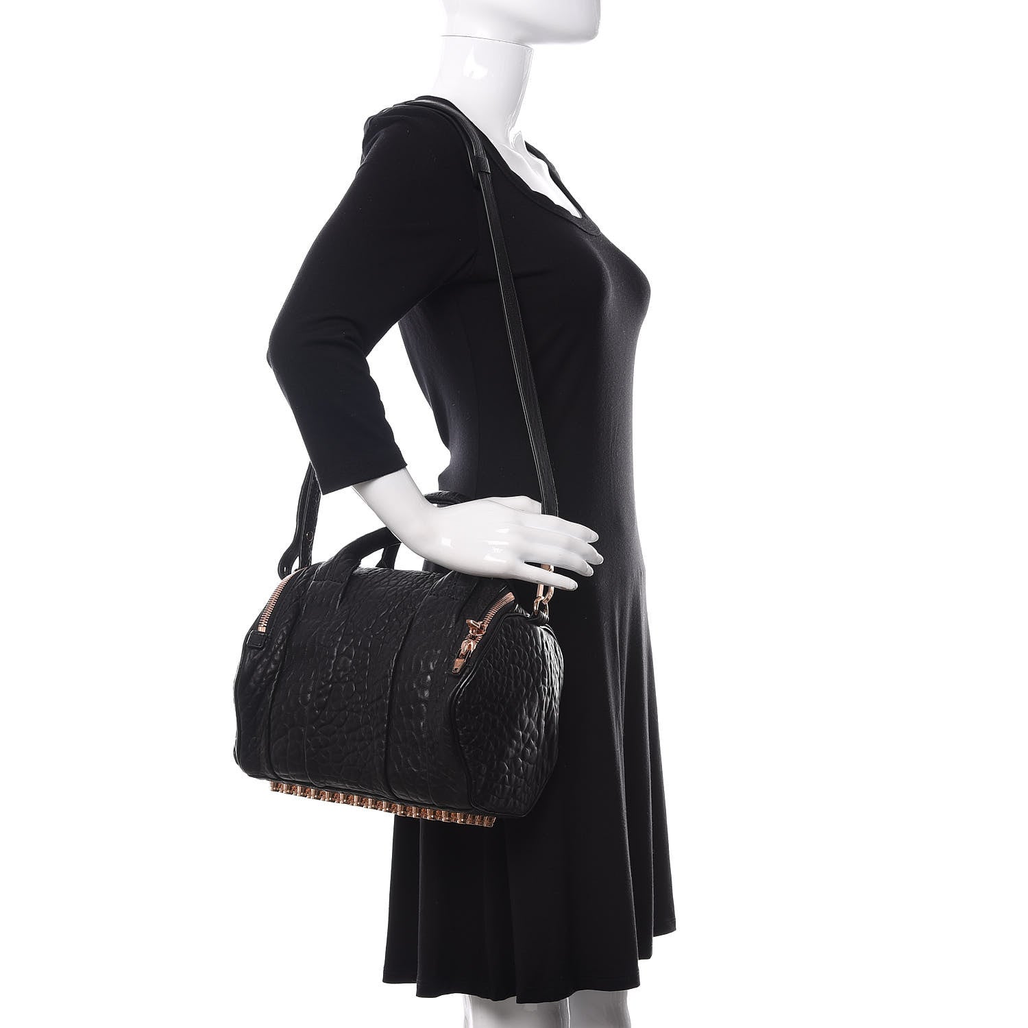 Alexander Wang Pebbled Lambskin Rockie Black Rose Gold Hardware 2 of 9