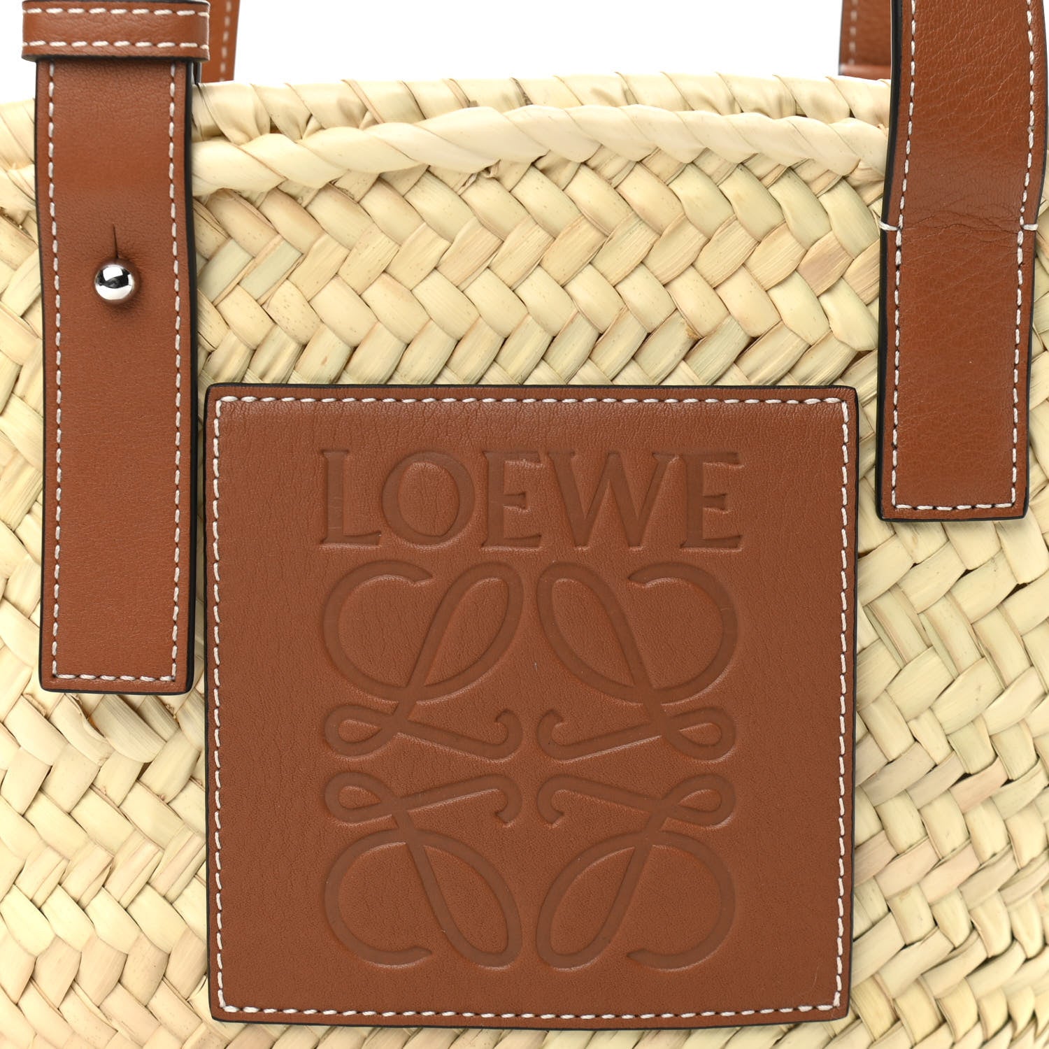 Loewe Raffia Small Basket Tote Bag Natural Tan 9 of 11