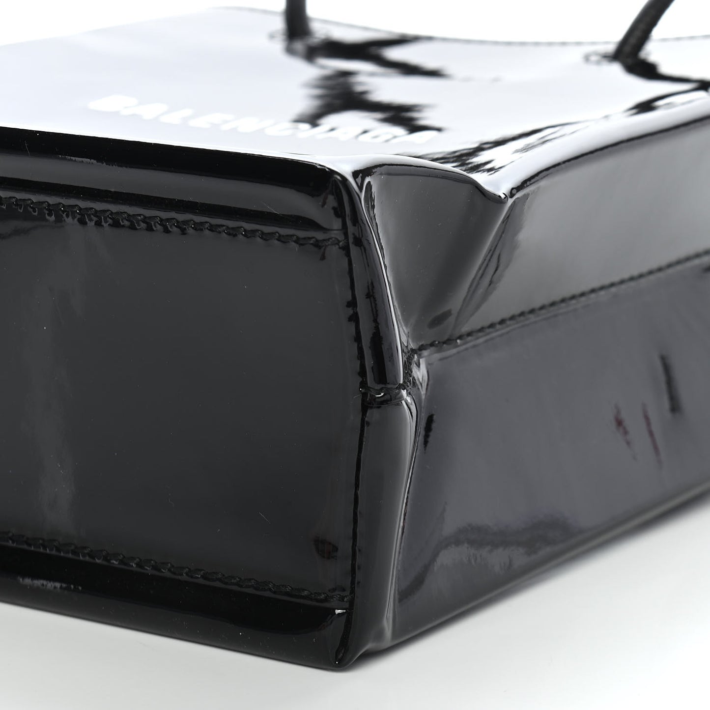 Patent Calfskin Logo Shopping Tote XXS Black