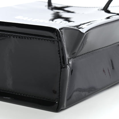 Balenciaga Patent Calfskin Logo Shopping Tote XXS Black 9 of 10