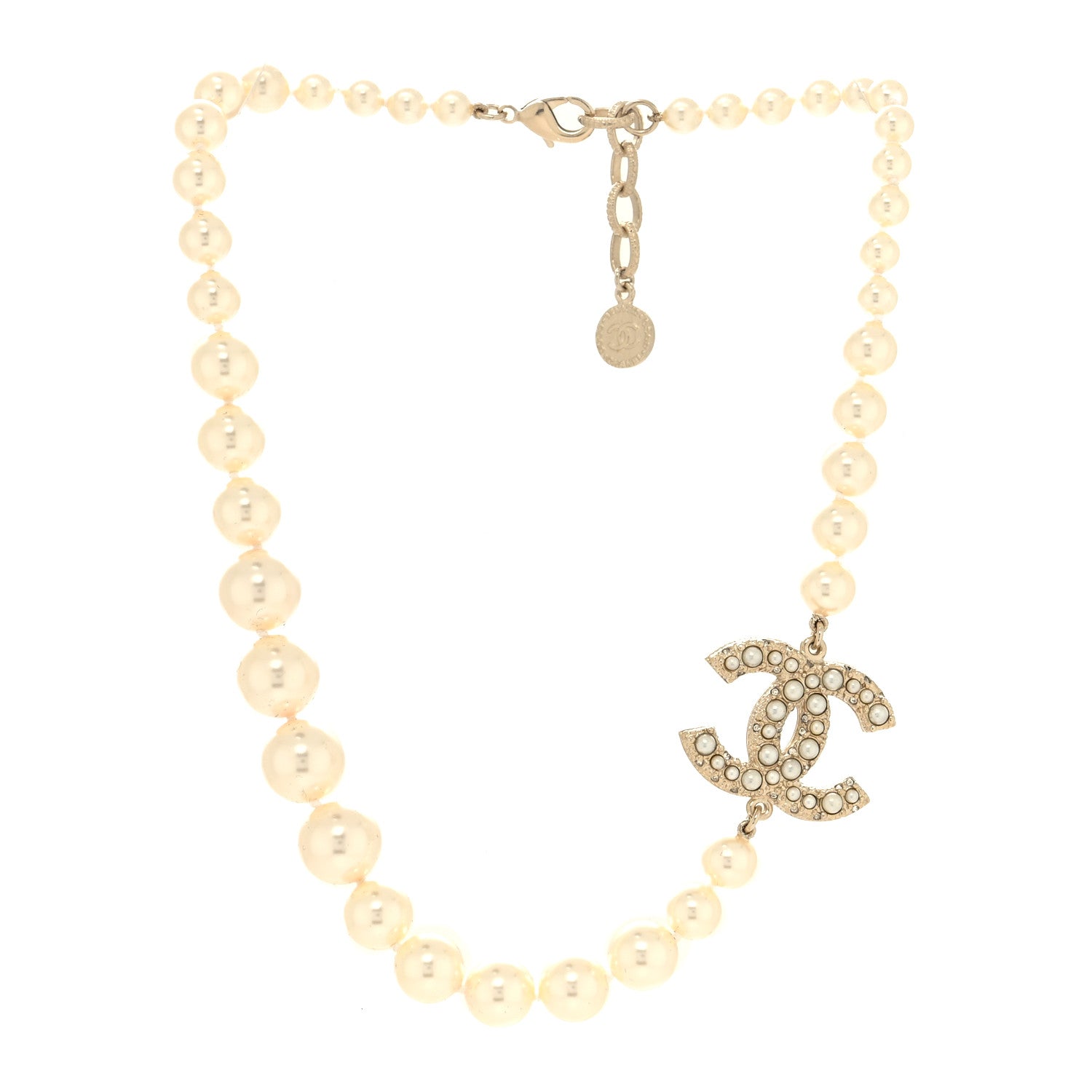 Chanel Pearl CC 100th Anniversary Necklace Light Gold 3 of 5