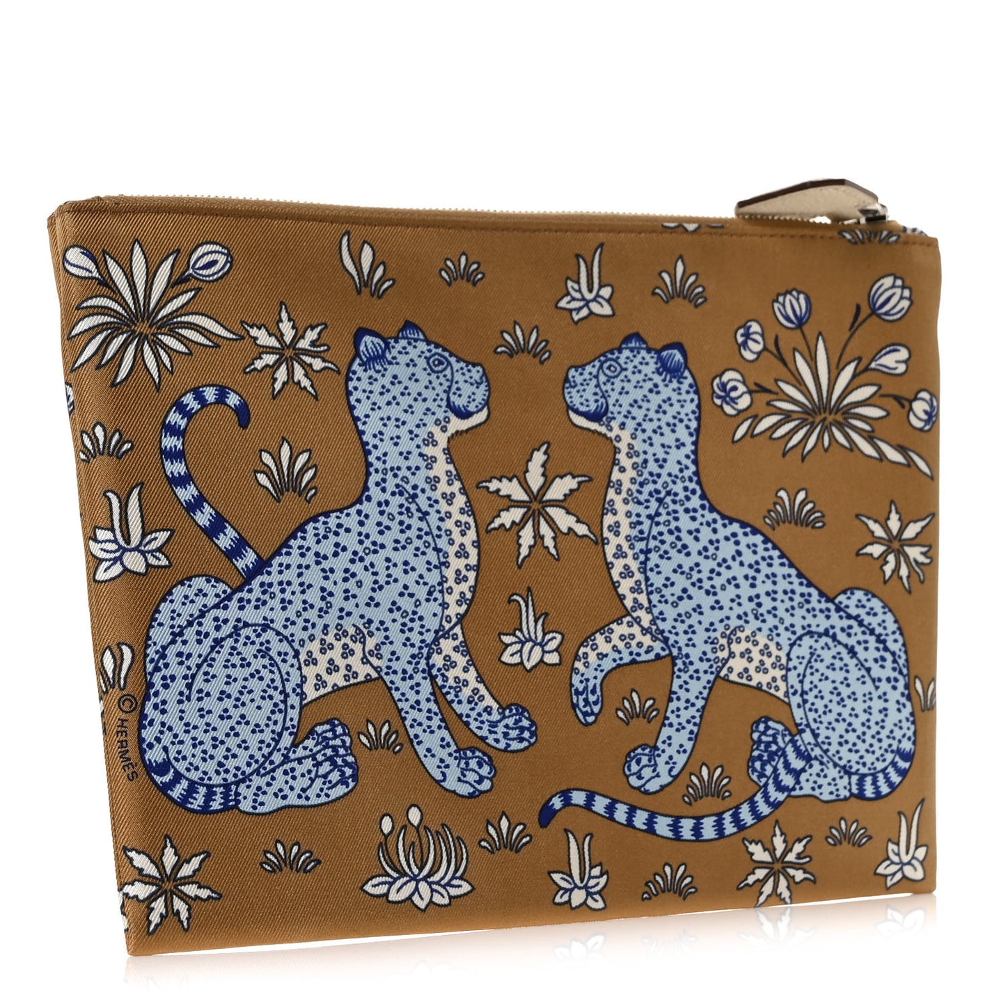 Silk Les Leopards Silky Pocket Cosmetic Case Chai Bleu Royal Nata