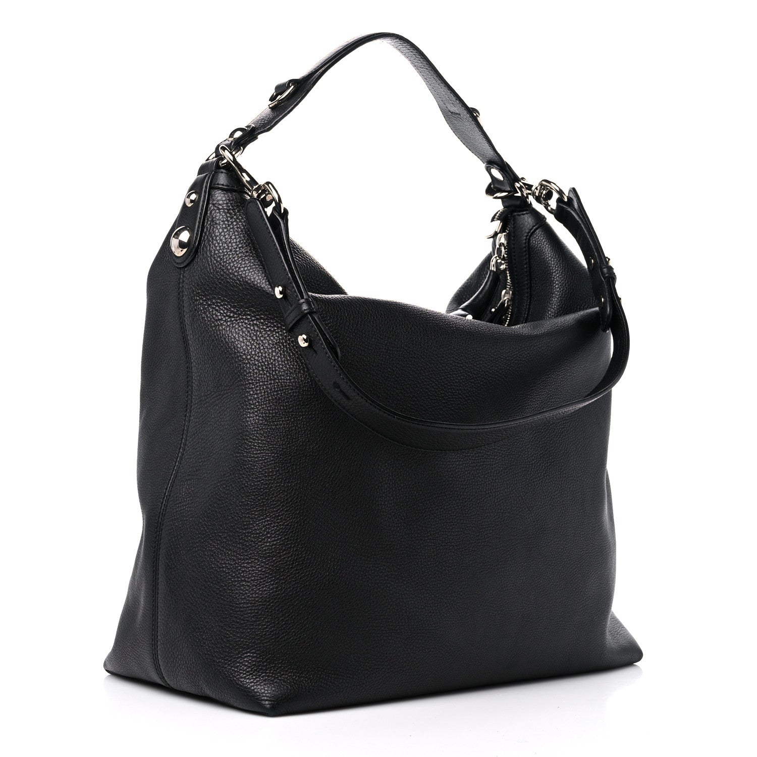 Gucci Pebbled Calfskin Large Icon Bit Hobo Black 3 of 14