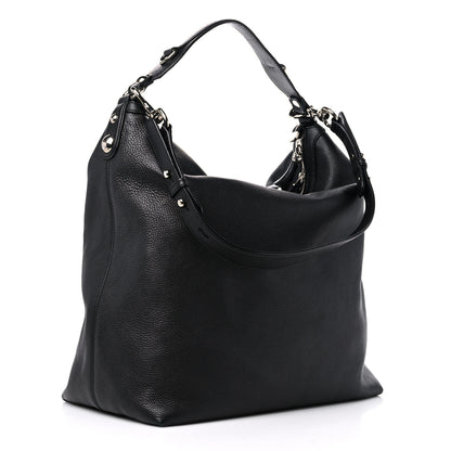 Gucci Pebbled Calfskin Large Icon Bit Hobo Black 3 of 14